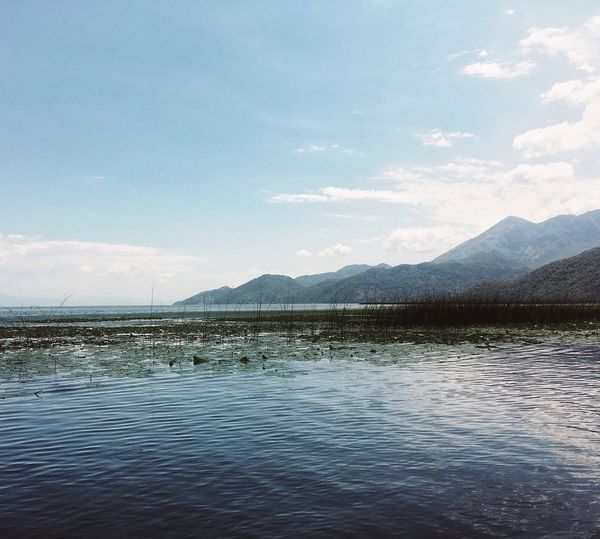 Scenic view of lake against sky