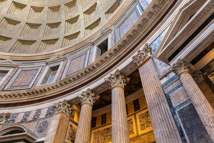 Details from interior of pantheon, the oldest well preserved temple in rome, italy
