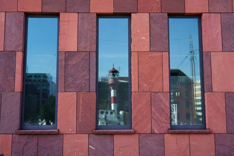 Reflections in windows of the mas museum in antwerp