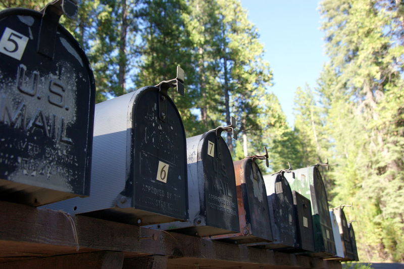 Close-up of mailboxes