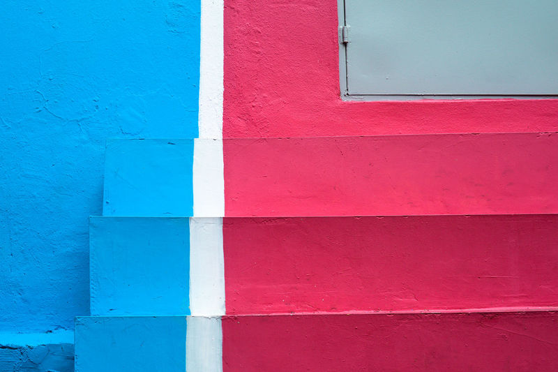 Full frame shot of blue and pink painted steps