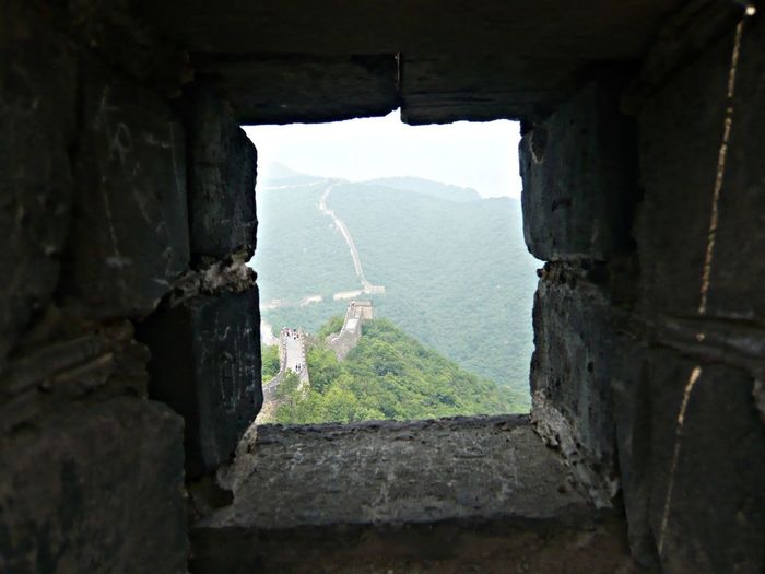 Great wall of china seen through window