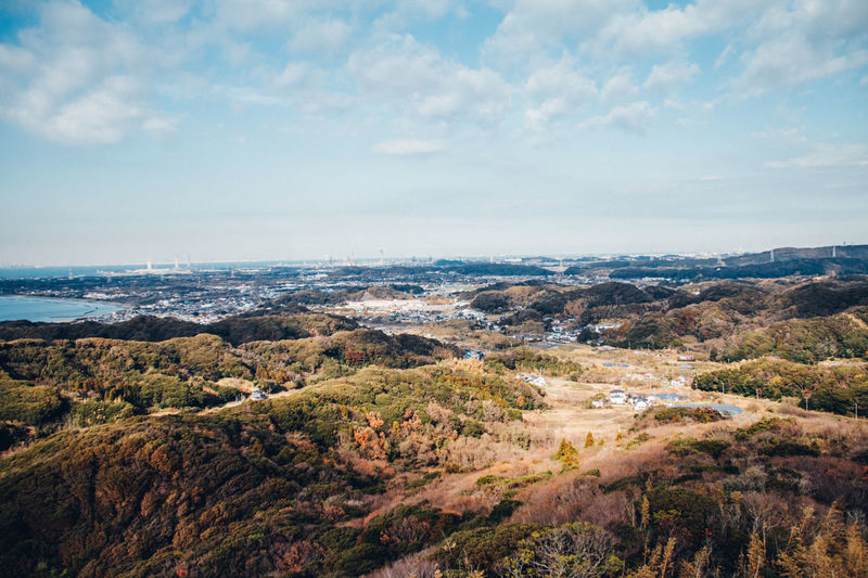High angle view of landscape against sky