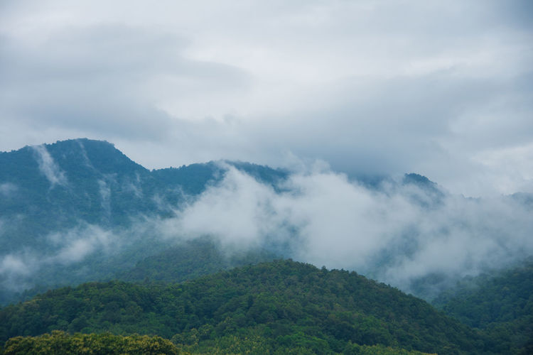 Scenic view of mountains against sky