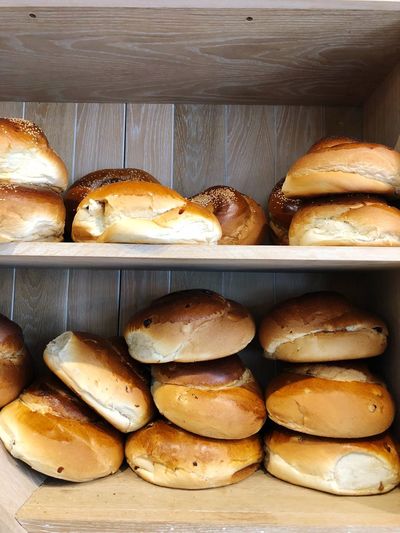 Fresh bread on shelves