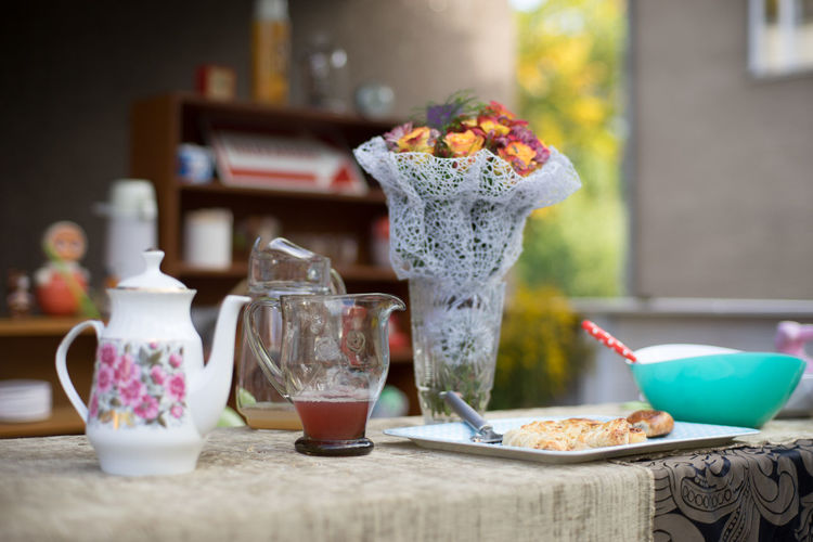 Close-up of food on table
