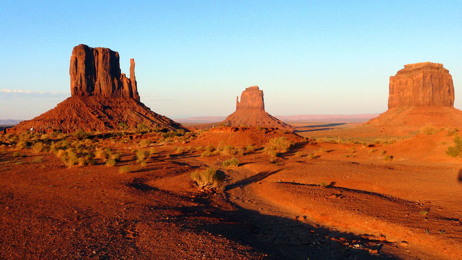 Monument valley against clear sky