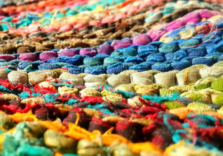 Close-up of colorful woolen fabric