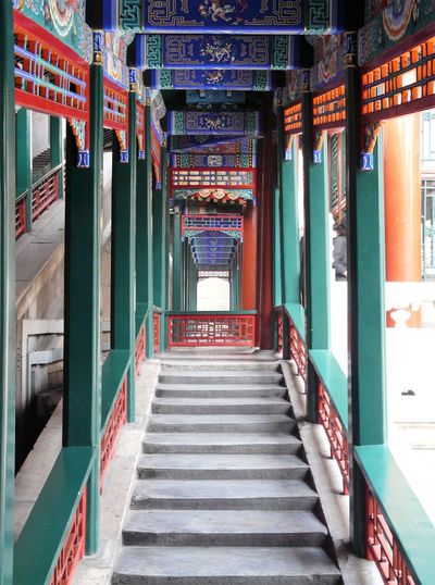 Perspective infinite corridor and stair in the summer palace, beijing