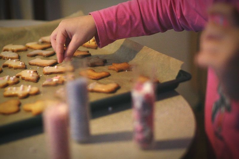 Close-up of preparing christmas sweets