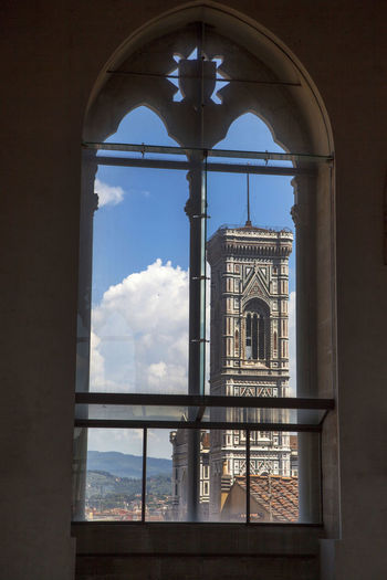 Giotto campanile seen through window