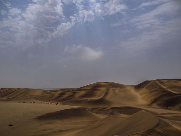 Photograph of a sand dune in the namib desert near swakopmund, namibia on a sunny dry season morning
