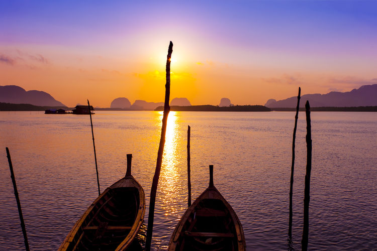 Panoramic view of sea against sky during sunset