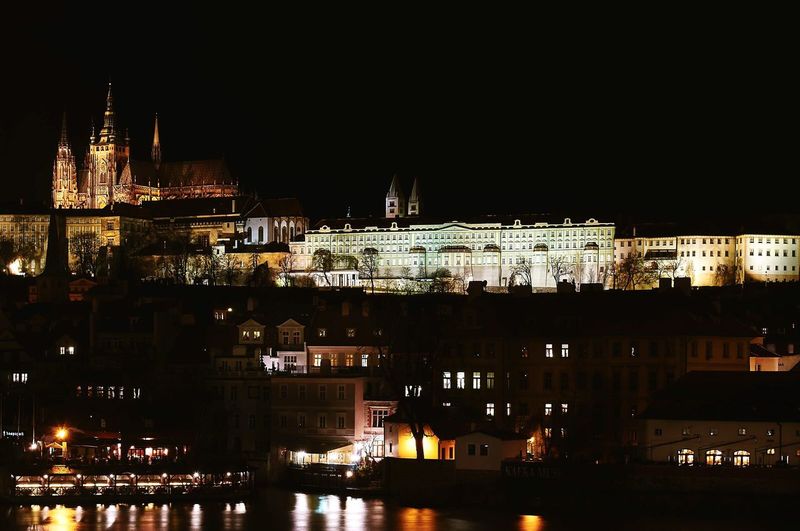 View of cityscape at night