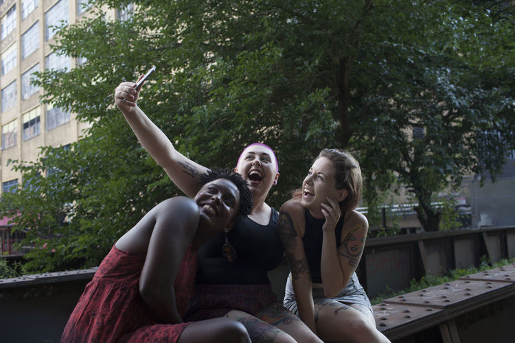 Three young women posing for a selfie