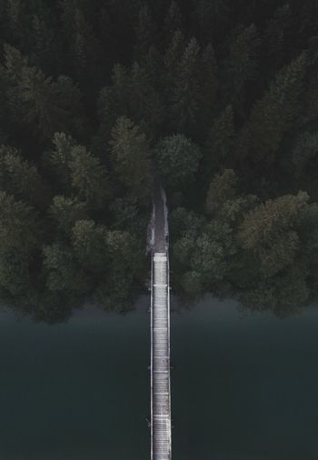 Aerial view of footbridge over river
