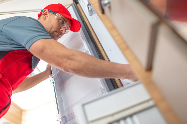 Low angle view of man working