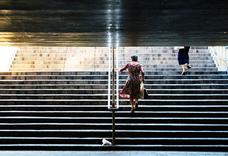 People walking on steps