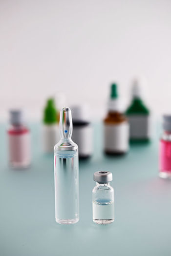 Close-up of glasses on table