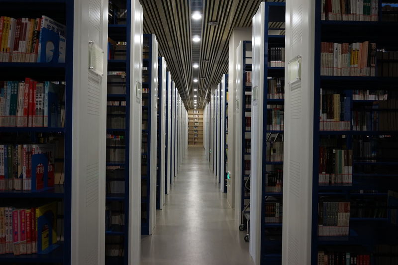 Empty corridor in library