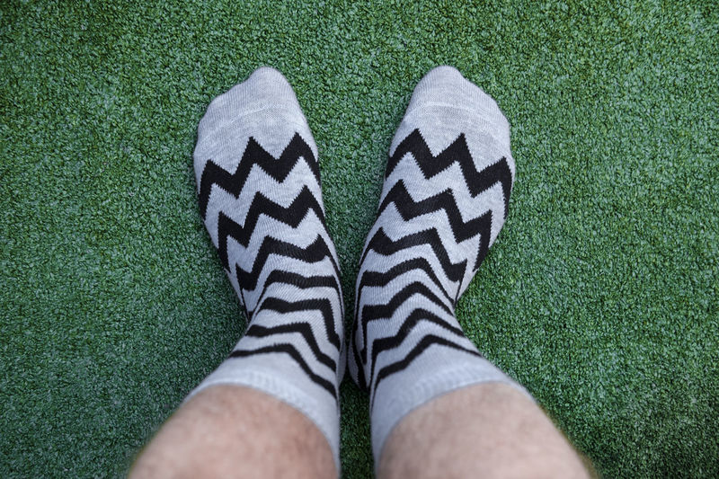 Low section of person standing on grass