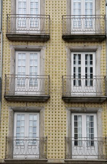 Traditional portuguese building facade in lisbon