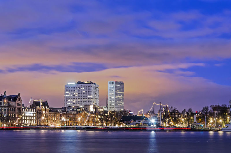 Rotterdam marina and hospital in the blue hour