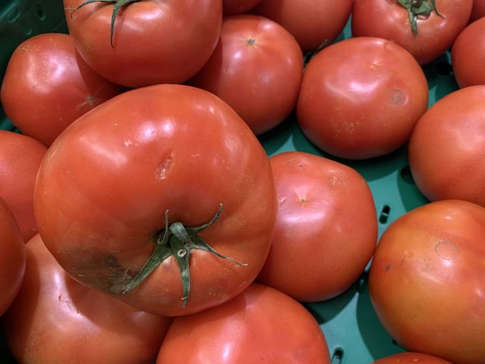 High angle view of tomatoes for sale in market