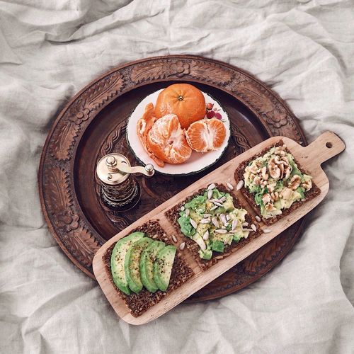 Directly above shot of breakfast on table