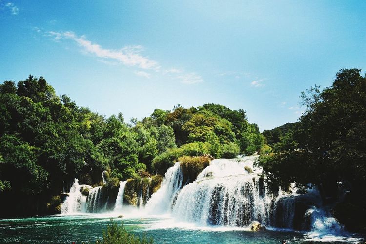 Scenic view of waterfall