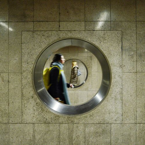 High angle view of camera on tiled floor