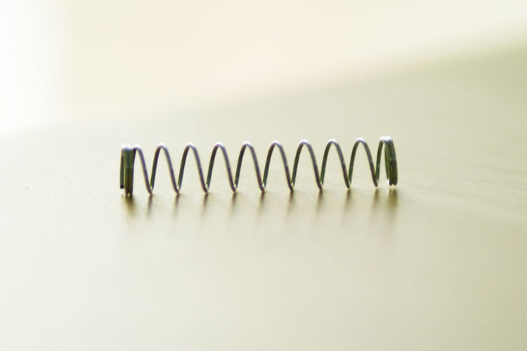 Close-up of coil on table
