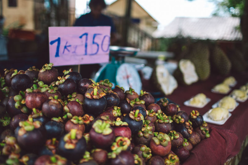 Close-up of fruits for sale at market stall