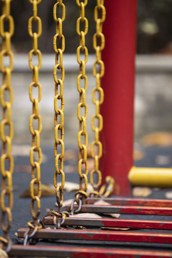 Close-up of swings