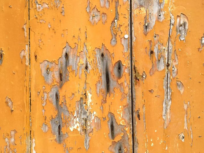 Full frame shot of old yellow wooden wall