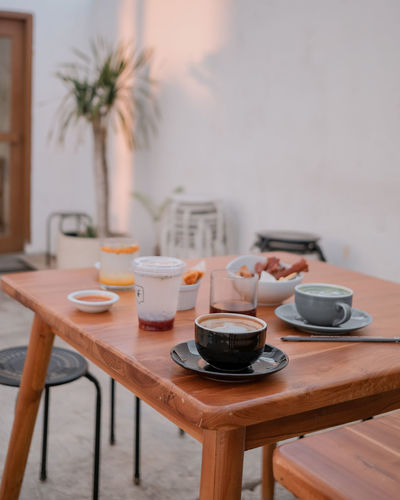 Coffee on table in restaurant