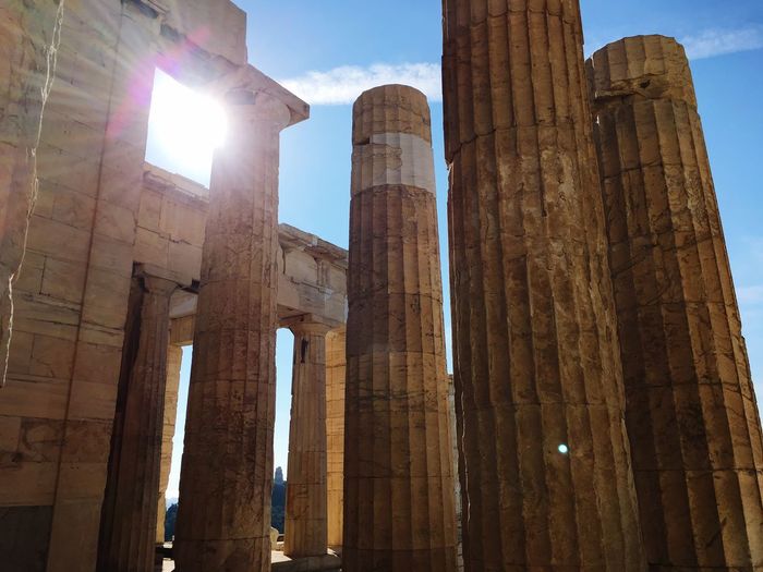 Acropolis of athens against bright sun