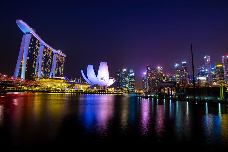Singapore illuminated city at night