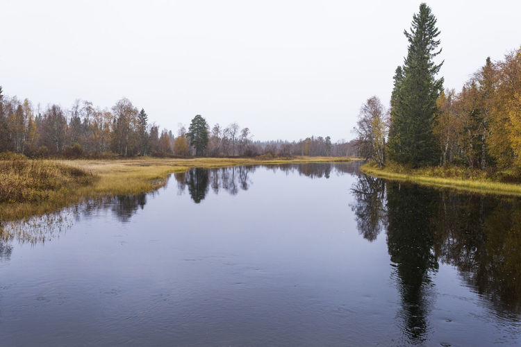 Scenic view of lake against clear sky