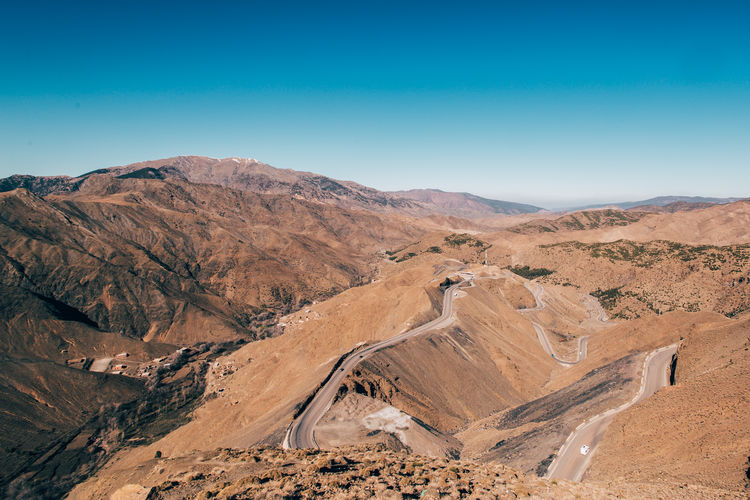 Scenic view of mountains against clear sky