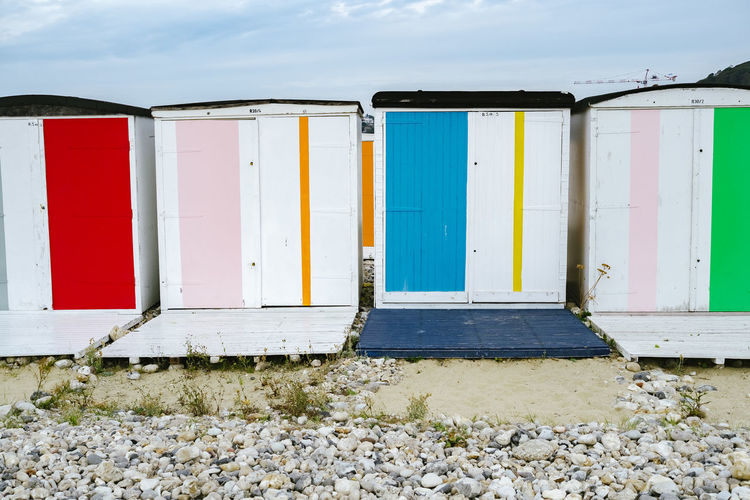 Exterior of beach huts against building