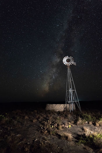 Windmill with the milky way as a backdrop. photographed in west texas