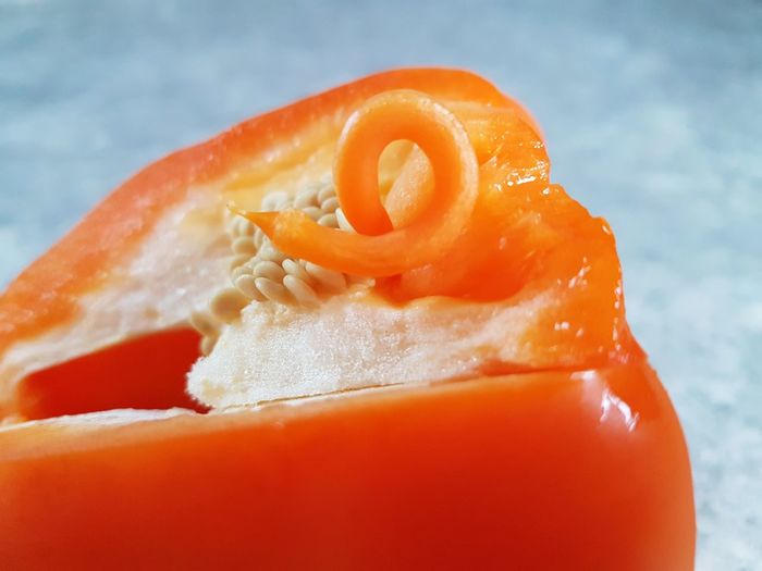 Close-up of orange bell pepper slice