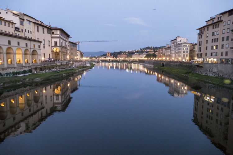 Arno river illuminated at night
