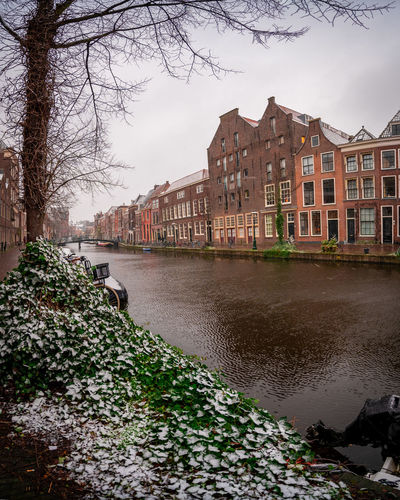 River amidst buildings against sky