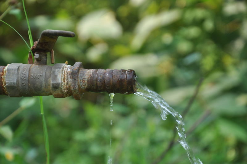 Close-up of water drops on pipe