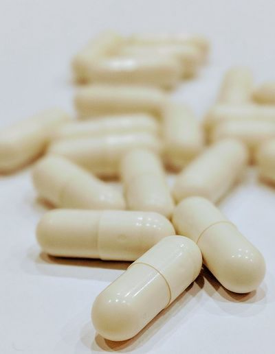 Close-up of capsules on table 
