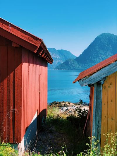 Fishermen houses by the fjord on a sunny day