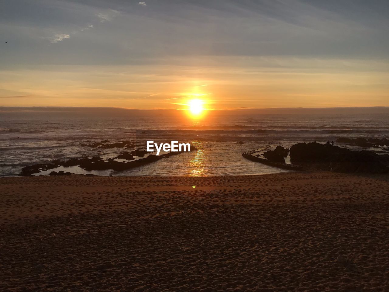 SCENIC VIEW OF BEACH DURING SUNSET