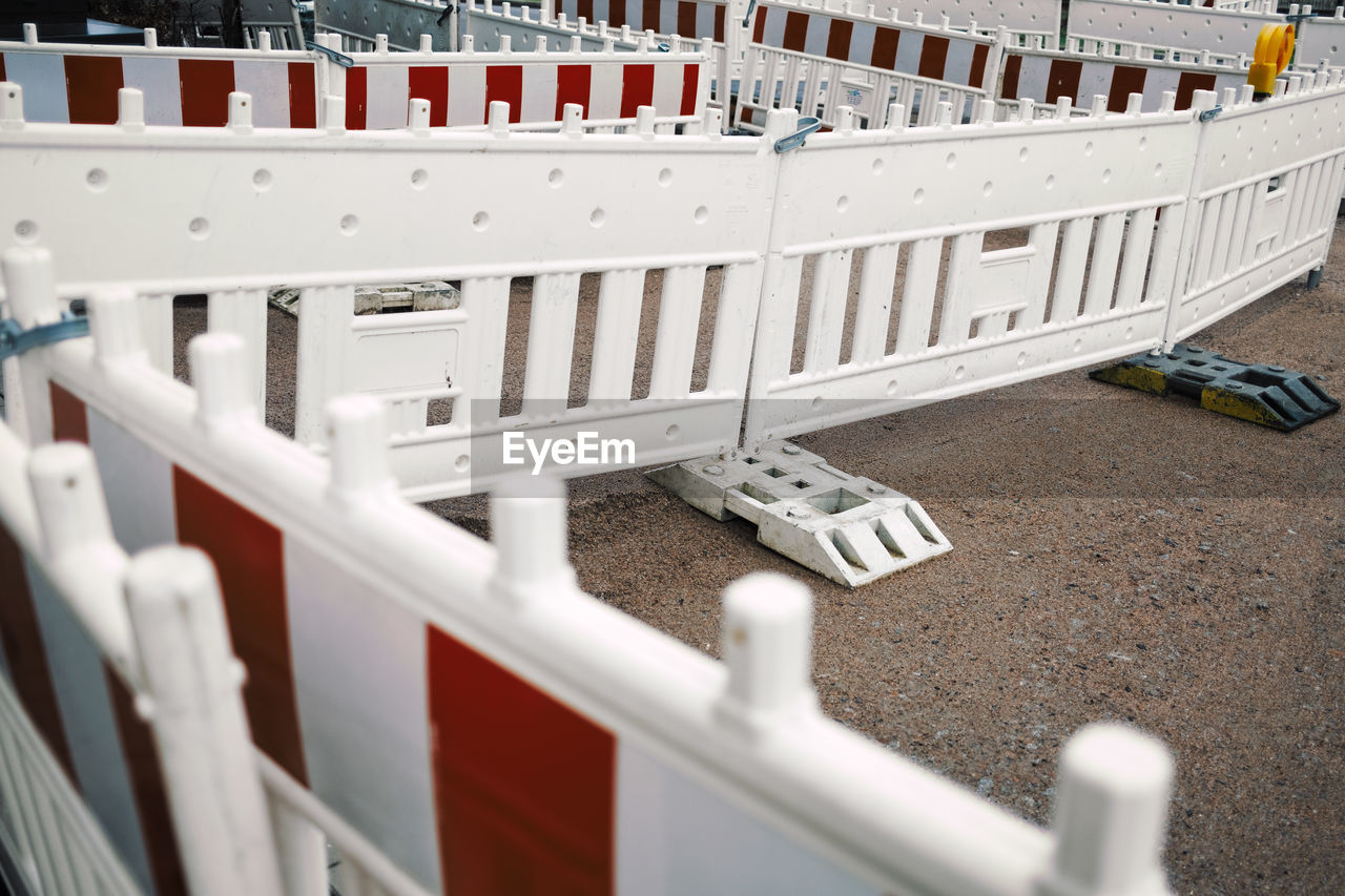 High angle view of road barrier
